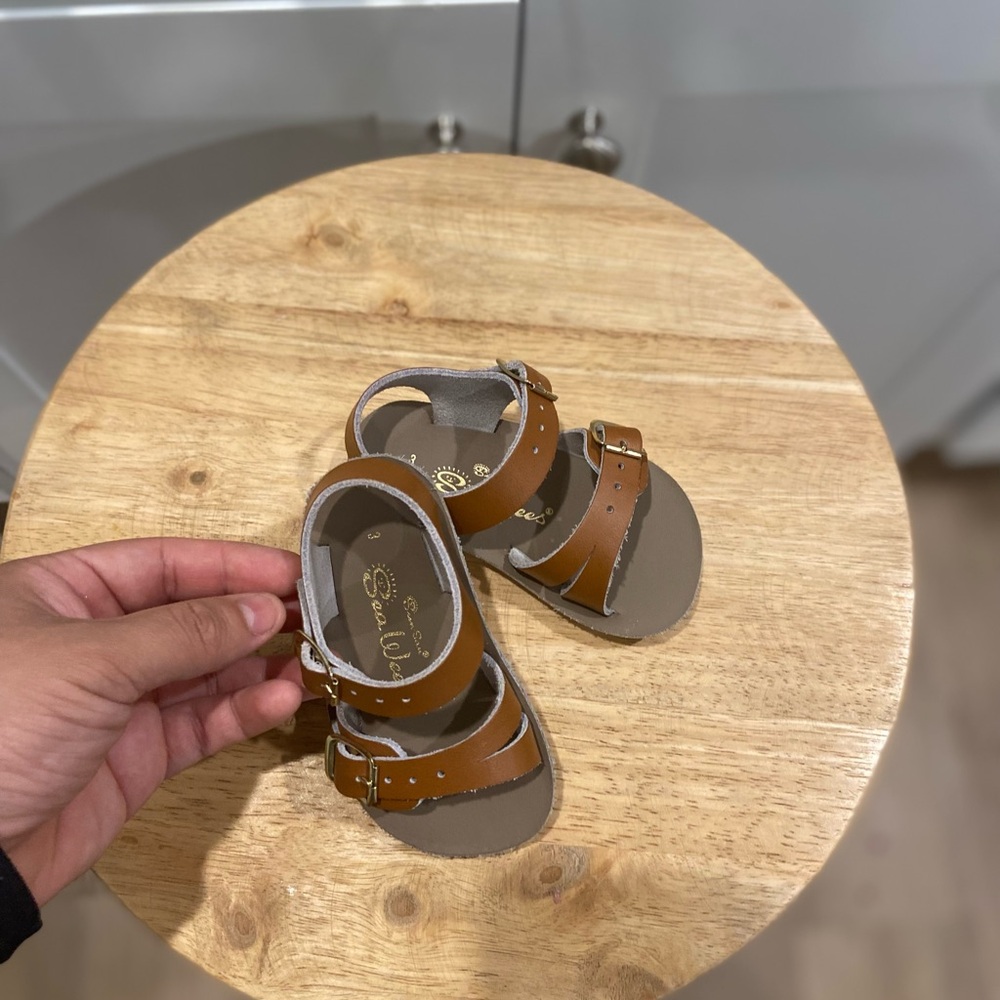 Tan Kids Sandals with Buckle Straps